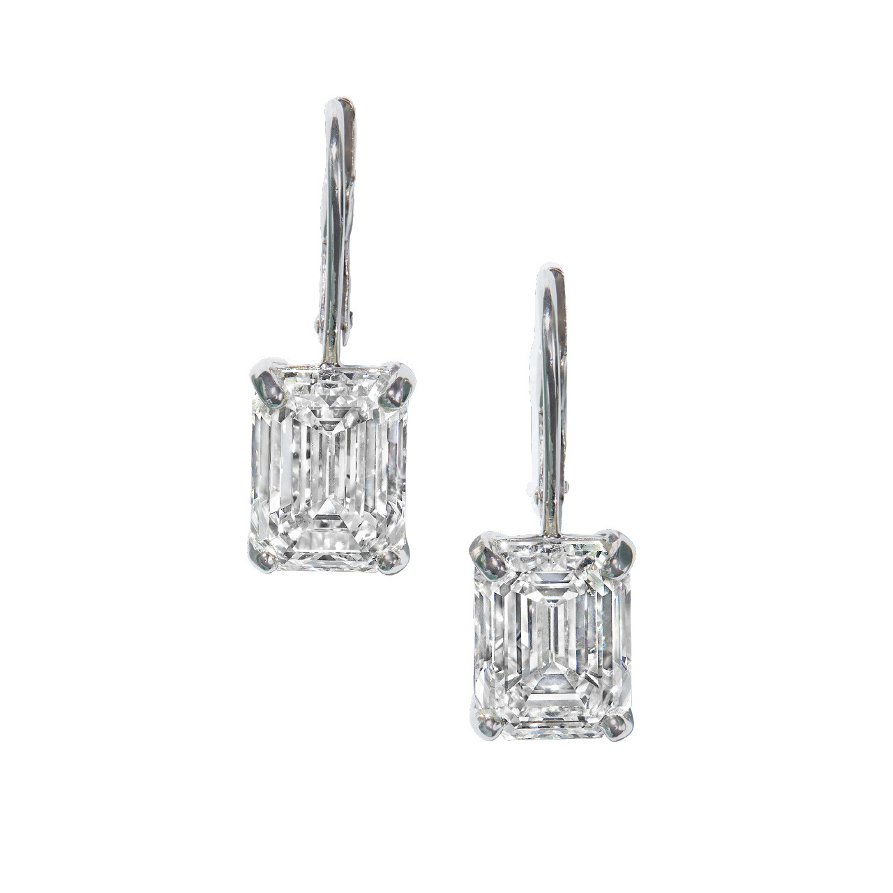 Emerald Cut Diamond Drop Earrings (10tw) 0