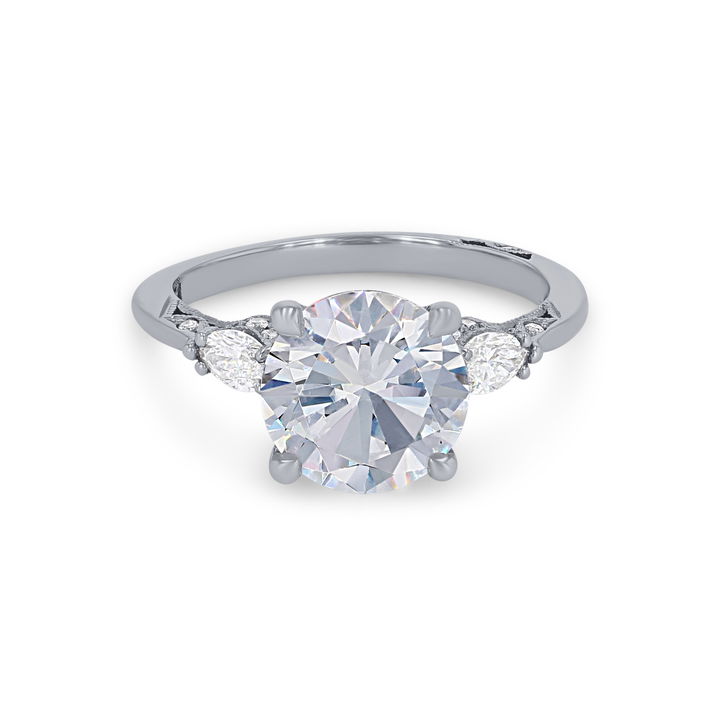 Simply Tacori Three Stone Marquise Diamond Engagement Setting In Platinum