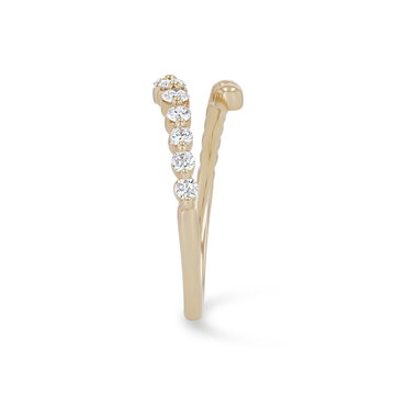 Diamond Beaded Bypass Ring In Yellow Gold 14K