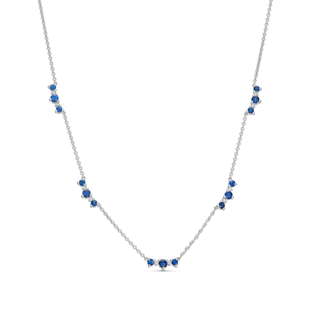 Alternating Sapphire and Diamond Station Necklace 0