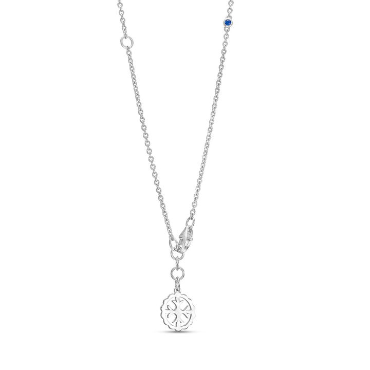 White Gold 14K Alternating Sapphire and Diamond Station Necklace