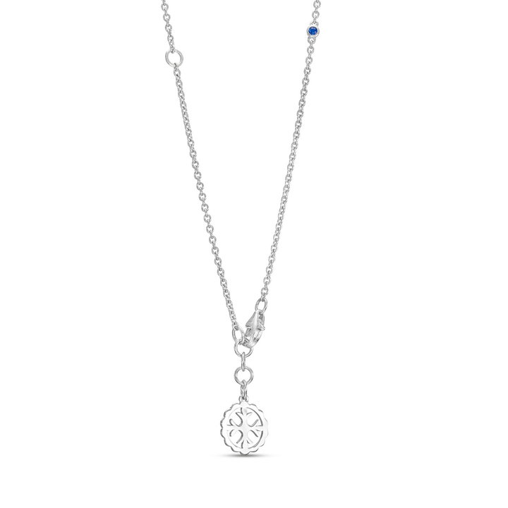 Alternating Sapphire and Diamond Station Necklace In White Gold 14K