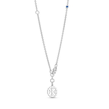 Alternating Sapphire and Diamond Station Necklace In White Gold 14K