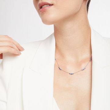 Alternating Sapphire and Diamond Station Necklace