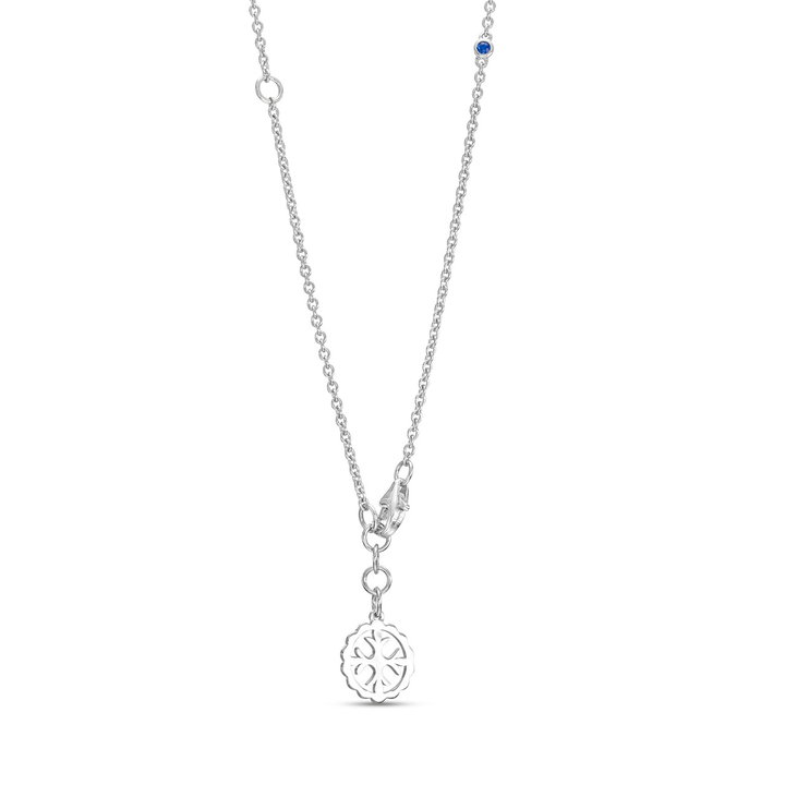 Sapphire and Diamond Circle Pendant In White Gold 14K