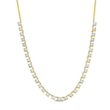 Four Prong Diamond Station Necklace In Yellow Gold 14K