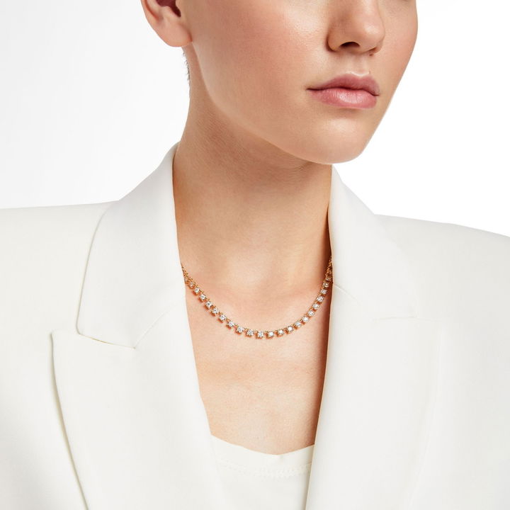 Yellow Gold 14K Four Prong Diamond Station Necklace