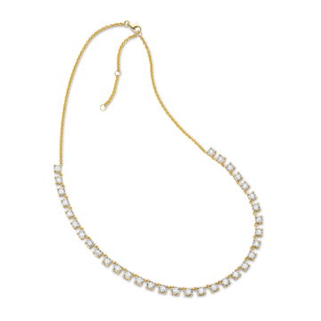 Four Prong Diamond Station Necklace In Yellow Gold 14K