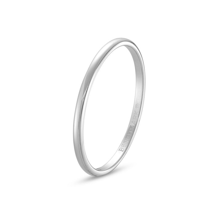 Low Dome Comfort Fit 1.2mm Wedding Band In White Gold 14K