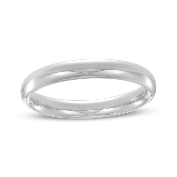 Low Dome Comfort Fit 3mm Wedding Band In White Gold 14K