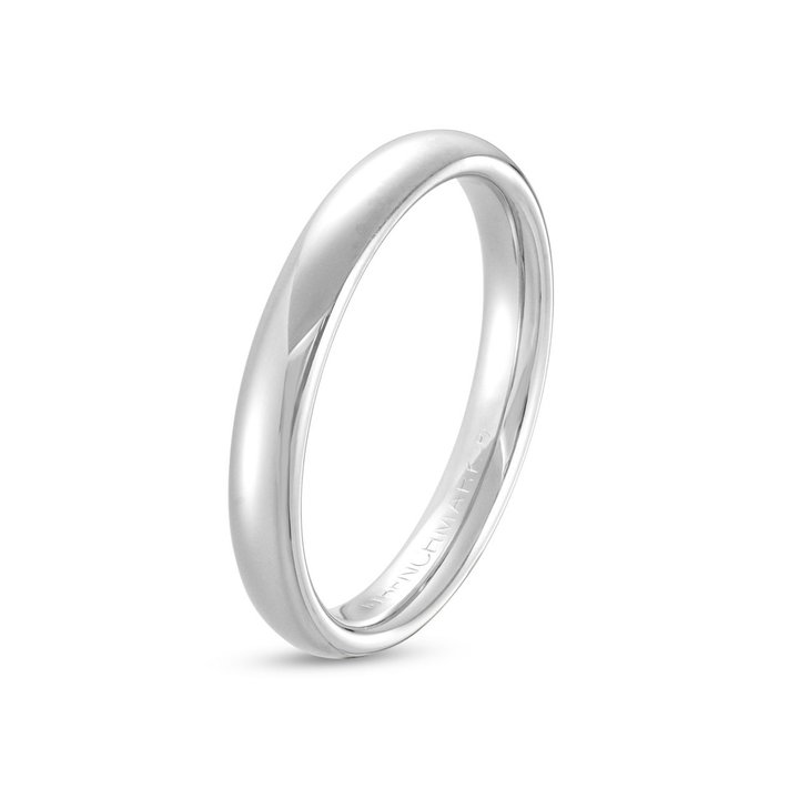 Low Dome Comfort Fit 3mm Wedding Band In White Gold 14K