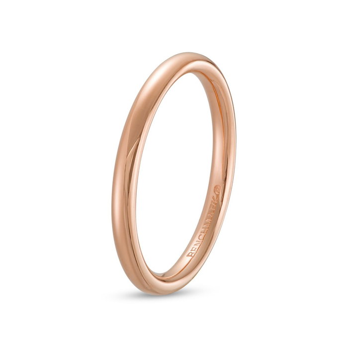 Low Dome Comfort Fit 2mm Wedding Band In Rose Gold 14K