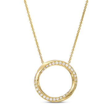 Diamond Edge Circle Pendant In Yellow Gold 14K