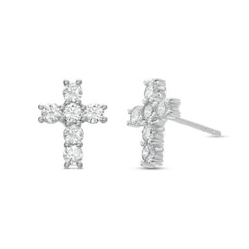 Diamond Cross Stud Earrings