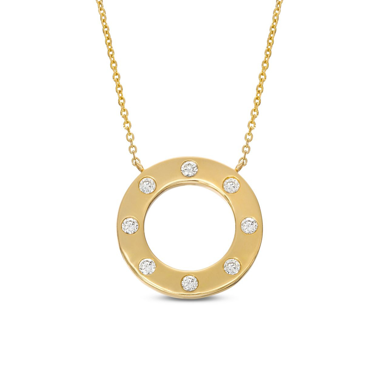 Diamond Inlay Circle Pendant
