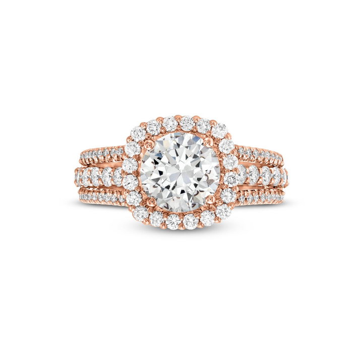 Michael M. Stella Halo Three Row Engagement Setting In Rose Gold 18K