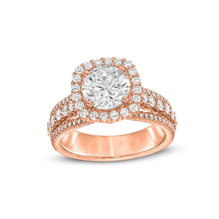 Rose Gold 18K Michael M. Stella Halo Three Row Engagement Setting