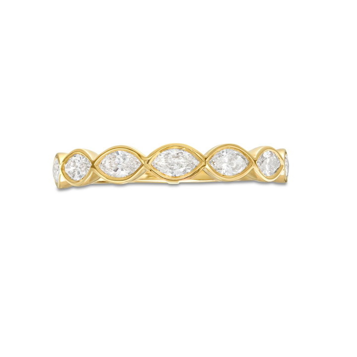 A. Jaffe Bezel Marquise Diamond Wedding Band In Yellow Gold 14K