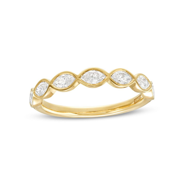 A. Jaffe Bezel Marquise Diamond Wedding Band In Yellow Gold 14K