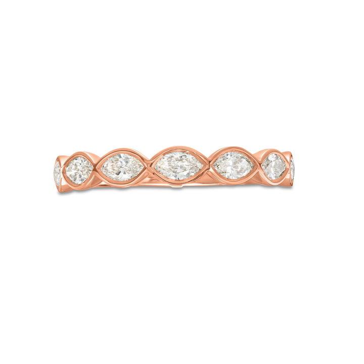 Rose Gold 14K A. Jaffe Bezel Marquise Diamond Wedding Band