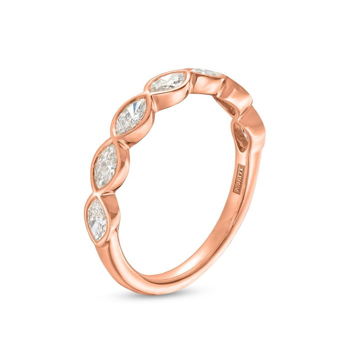 Rose Gold 14K A. Jaffe Bezel Marquise Diamond Wedding Band