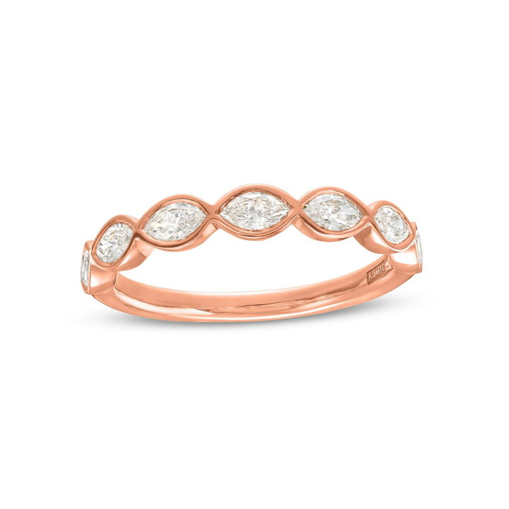 Rose Gold 14K A. Jaffe Bezel Marquise Diamond Wedding Band
