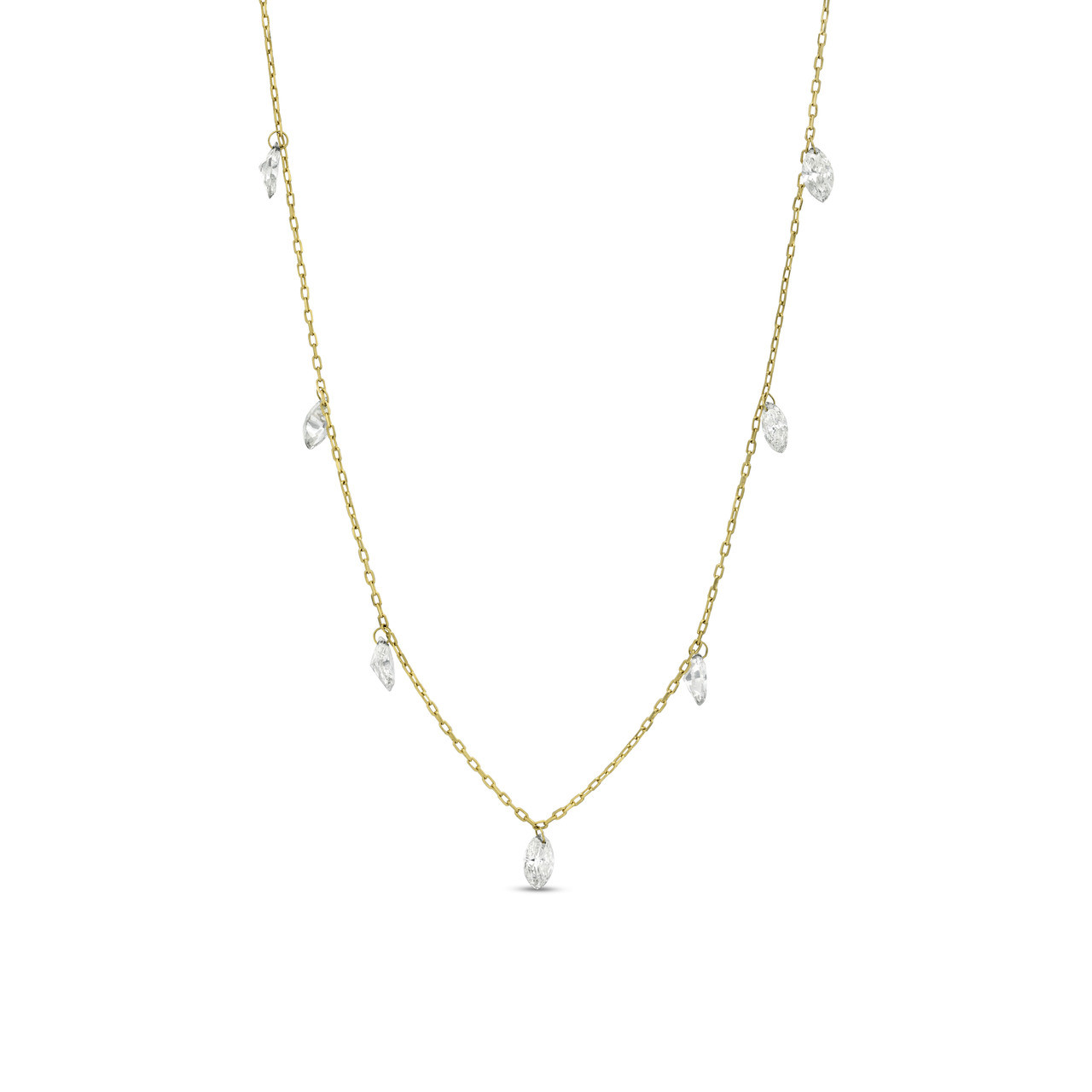 Marquise Diamond Floating Station Necklace
