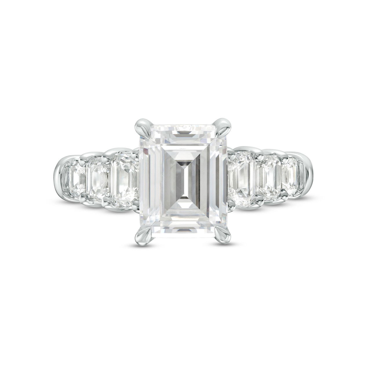 A. Jaffe Graduated Emerald Diamond Engagement Setting