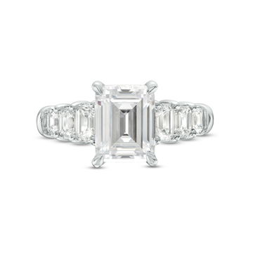 A. Jaffe Graduated Emerald Diamond Engagement Setting In Platinum