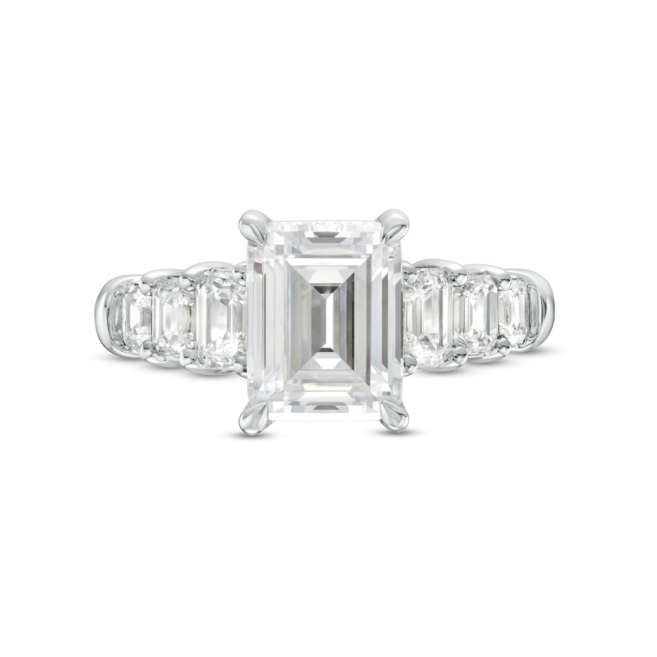 A. Jaffe Graduated Emerald Diamond Engagement Setting 0