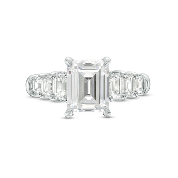 A. Jaffe Graduated Emerald Diamond Engagement Setting In Platinum
