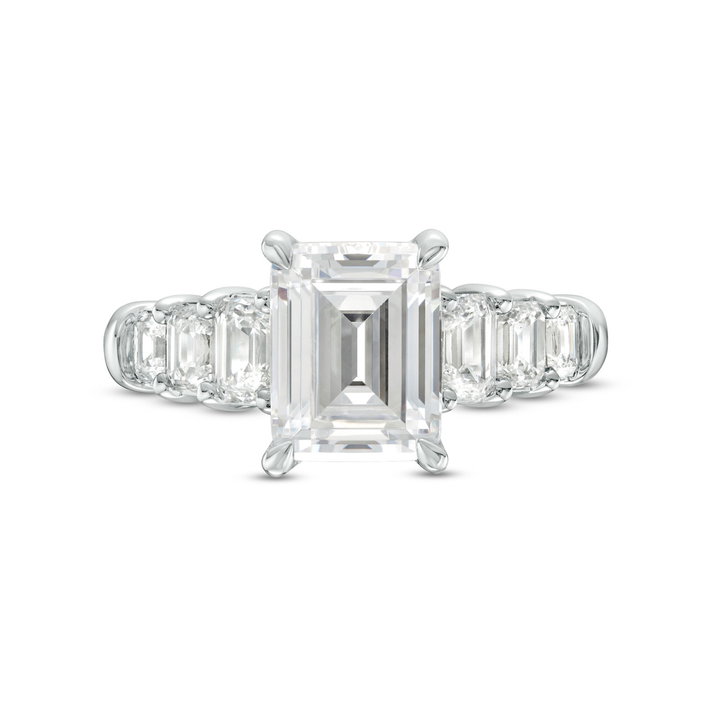 A. Jaffe Graduated Emerald Diamond Engagement Setting In Platinum