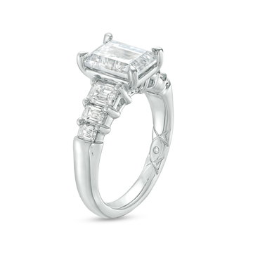 A. Jaffe Graduated Emerald Diamond Engagement Setting In Platinum