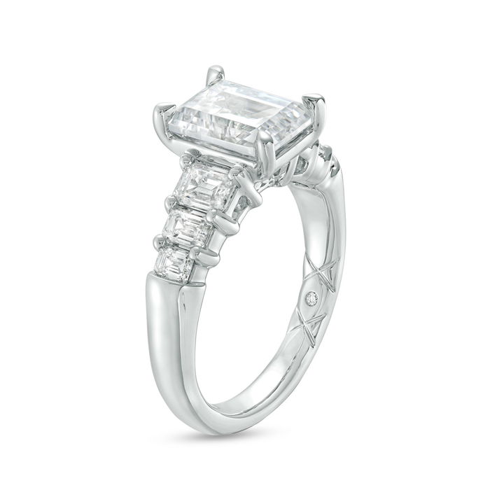 A. Jaffe Graduated Emerald Diamond Engagement Setting In Platinum