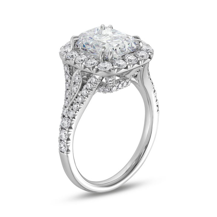 White Gold 18K Halo Split Shank Engagement Setting by C. Gonshor