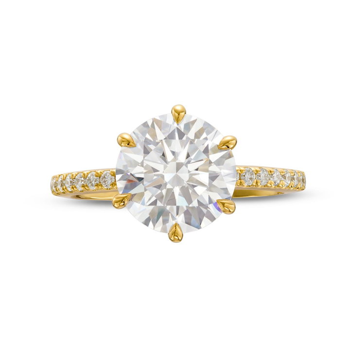 Six Prong Hidden Detail Diamond Engagement Setting by C. Gonshor In Yellow Gold 14K