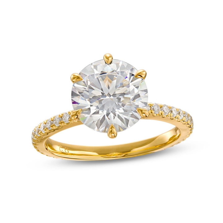 Six Prong Hidden Detail Diamond Engagement Setting by C. Gonshor In Yellow Gold 14K