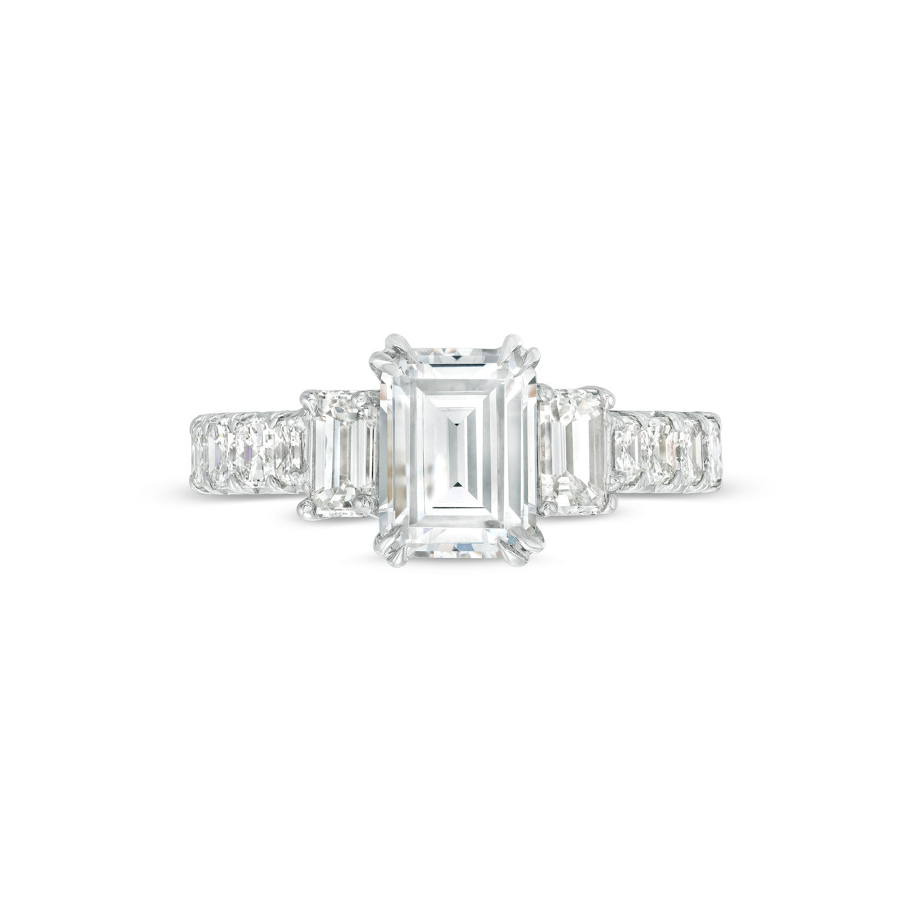 Three Stone Emerald and Asscher Diamond Engagement Setting by C. Gonshor 0