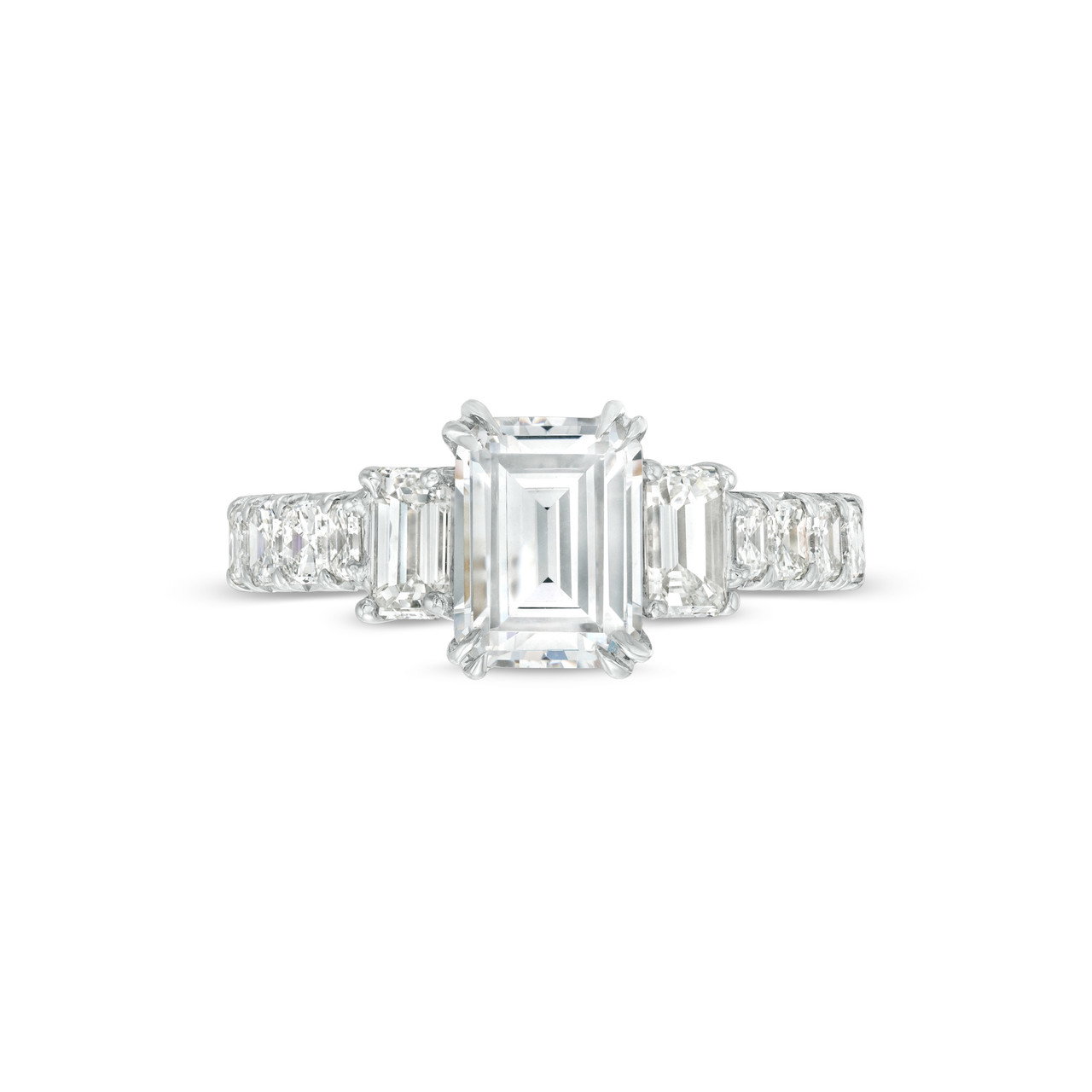 Three Stone Emerald and Asscher Diamond Engagement Setting by C. Gonshor 0