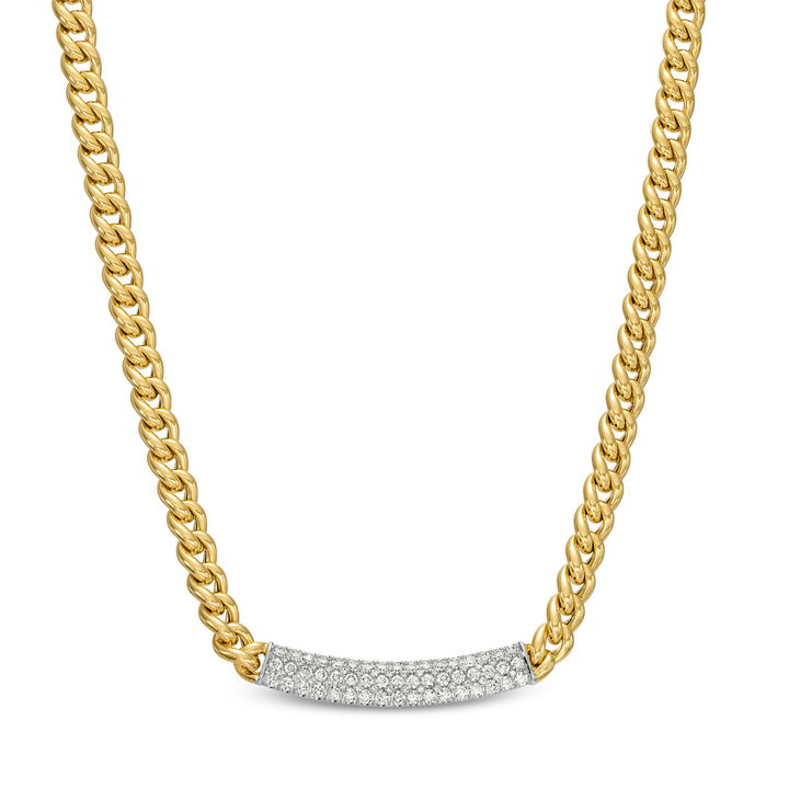 Simon G. Pave Diamond Curb Chain Necklace In White And Yellow Gold 18K