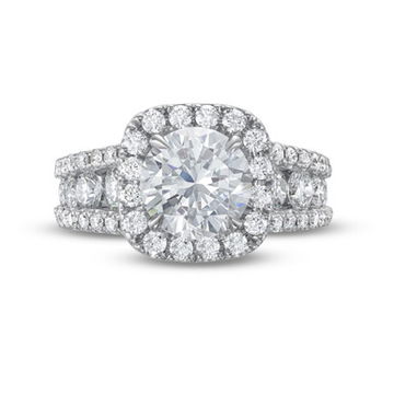 Cushion Halo Three Row Engagement Setting by C. Gonshor