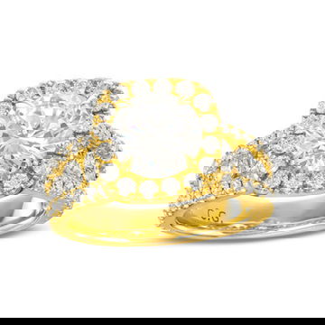 Cushion Halo Three Row Engagement Setting by C. Gonshor