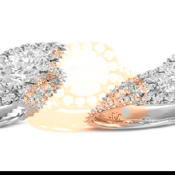 Cushion Halo Three Row Engagement Setting by C. Gonshor