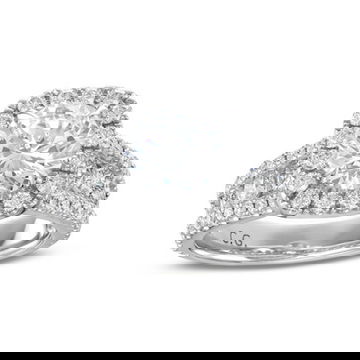 Cushion Halo Three Row Engagement Setting by C. Gonshor