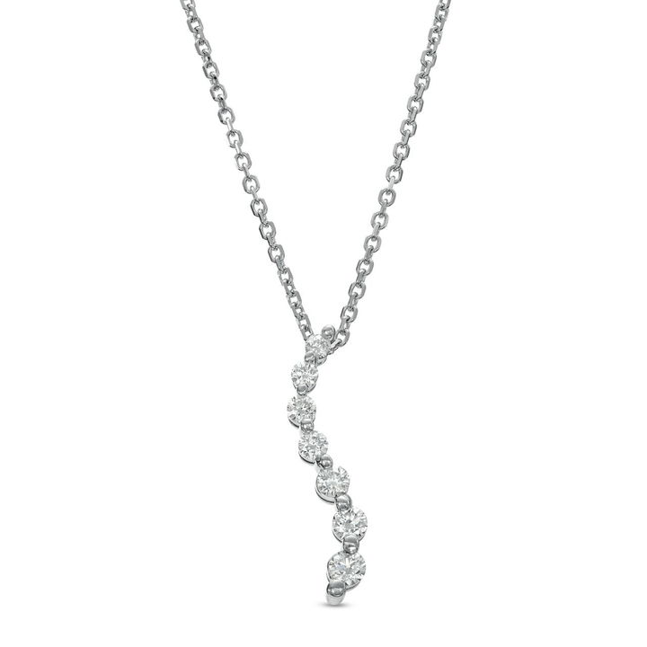 White Gold 14K Diamond Journey Pendant Necklace