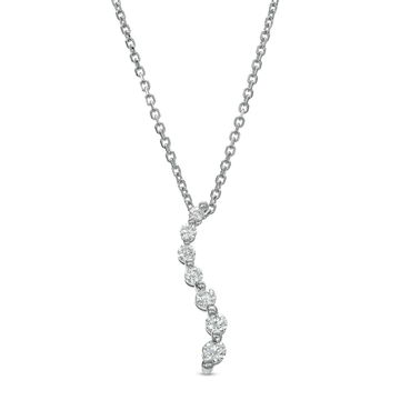 Diamond Journey Pendant Necklace In White Gold 14K