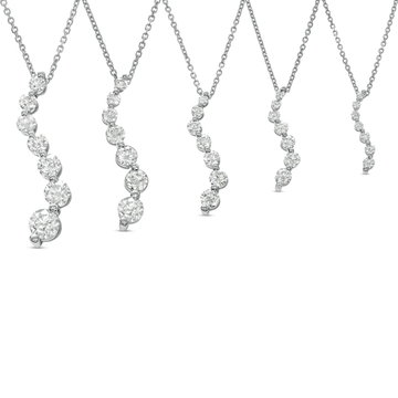 Diamond Journey Pendant Necklace In White Gold 14K