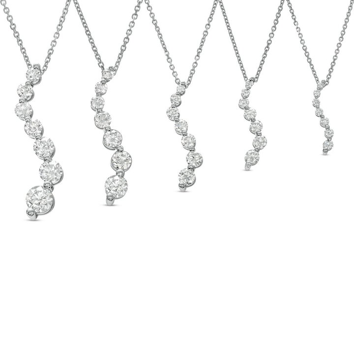 Diamond Journey Pendant Necklace In White Gold 14K