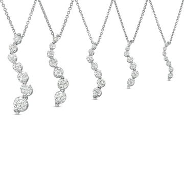Diamond Journey Pendant Necklace In White Gold 14K