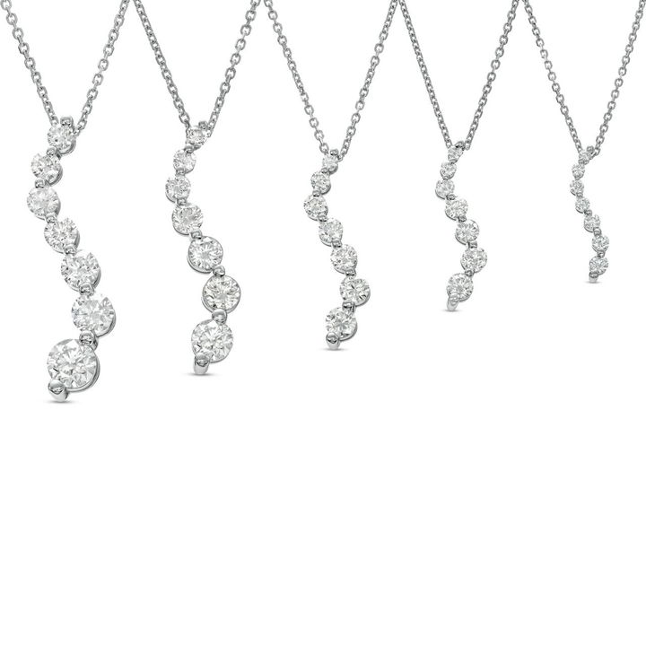 Diamond Journey Pendant Necklace In White Gold 14K
